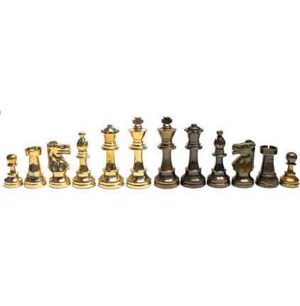 StonKraft Brass Chess Board Game Set with 100% Brass Chess Pieces Chessmen  Coins (12 x 12 Inches)