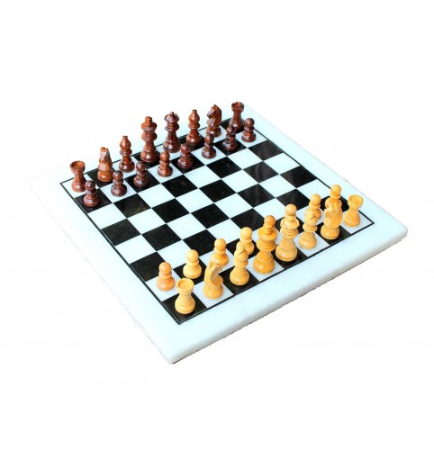 StonKraft - 12 x 12 Stone Inlaid Chess Game Board with Wooden