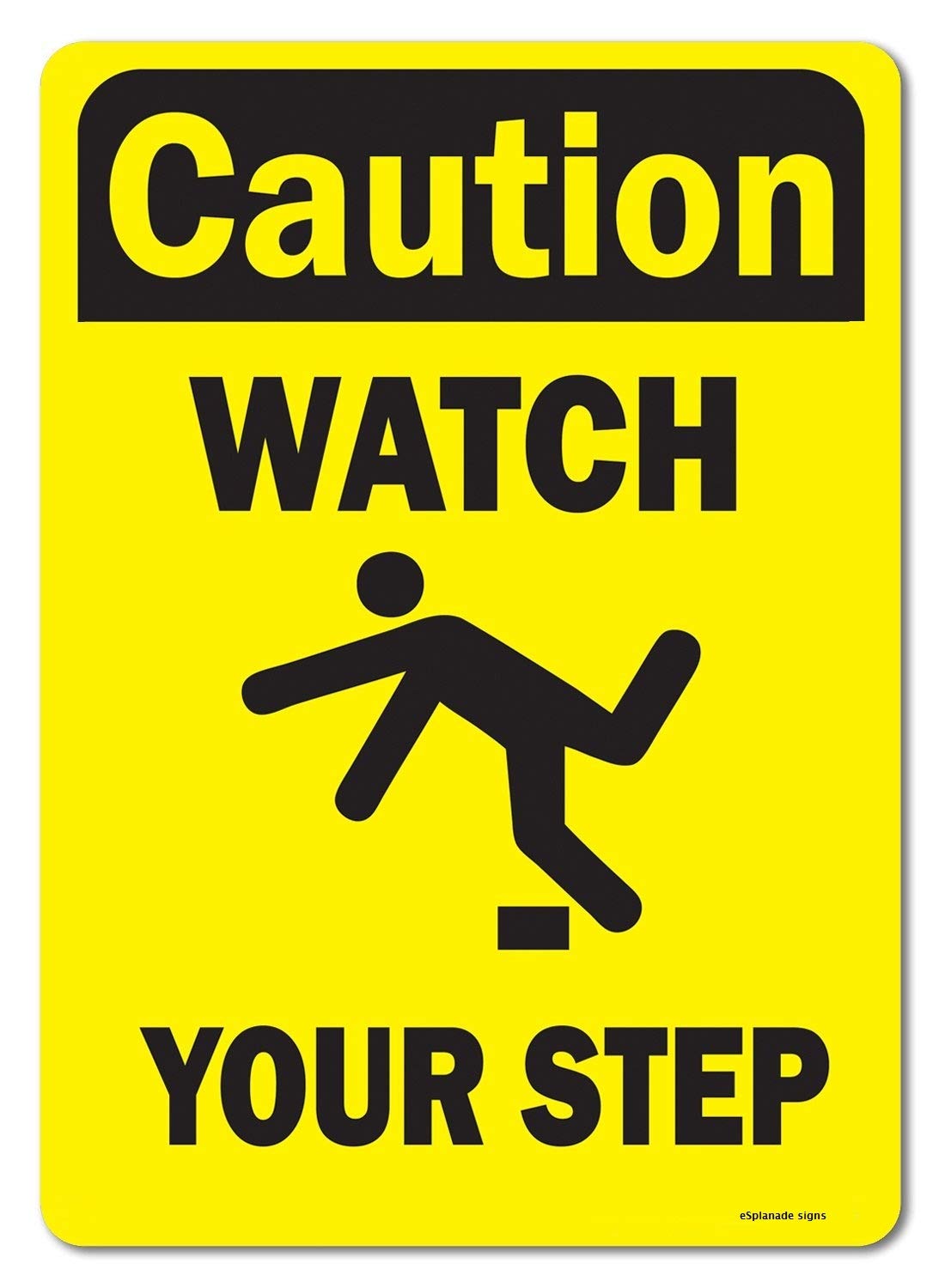 eSplanade Caution Watch Your Step Sign Decal Sticker - Easy to Mount ...