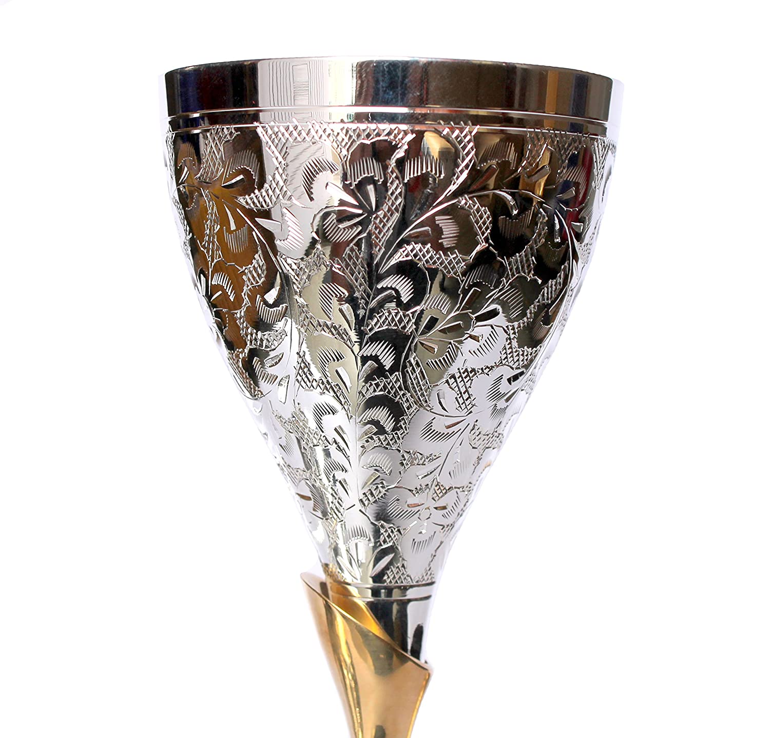 Stonkraft Engraved Brass Goblet Champagne Glasses Flutes Coupes Wine Glass  Set (Copper Finish)