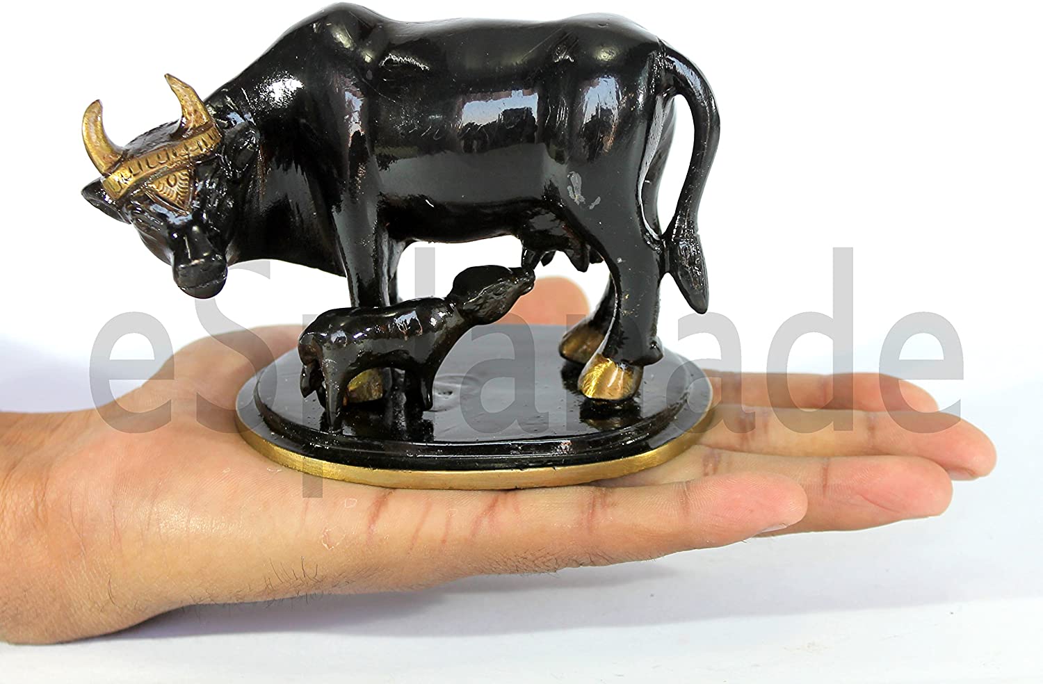 eSplanade Beautiful Lucky Figurine - Nandi Kamadhenu Cow Black