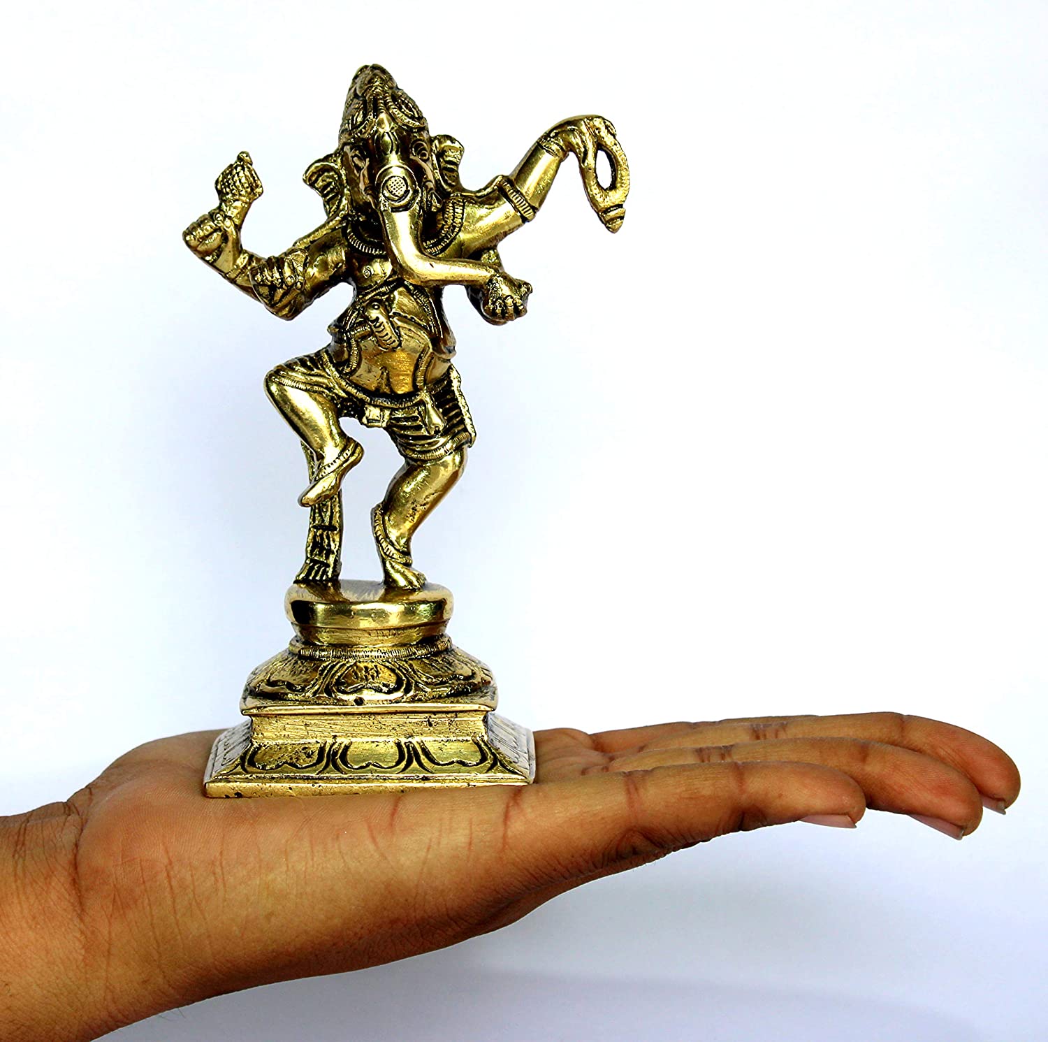 Esplanade 6 Dancing Ganesha Brass Showpiece Home Decor Ganesh Ganesha Ganpati Ganapati 5656