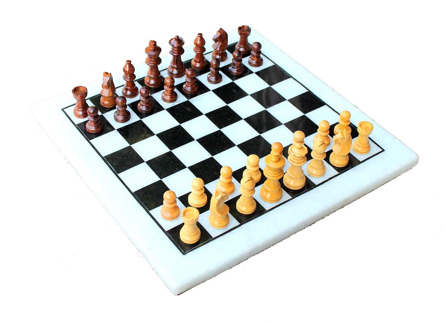 StonKraft - 10 X 10 Chess Board with Wooden Base & Stone Inlaid