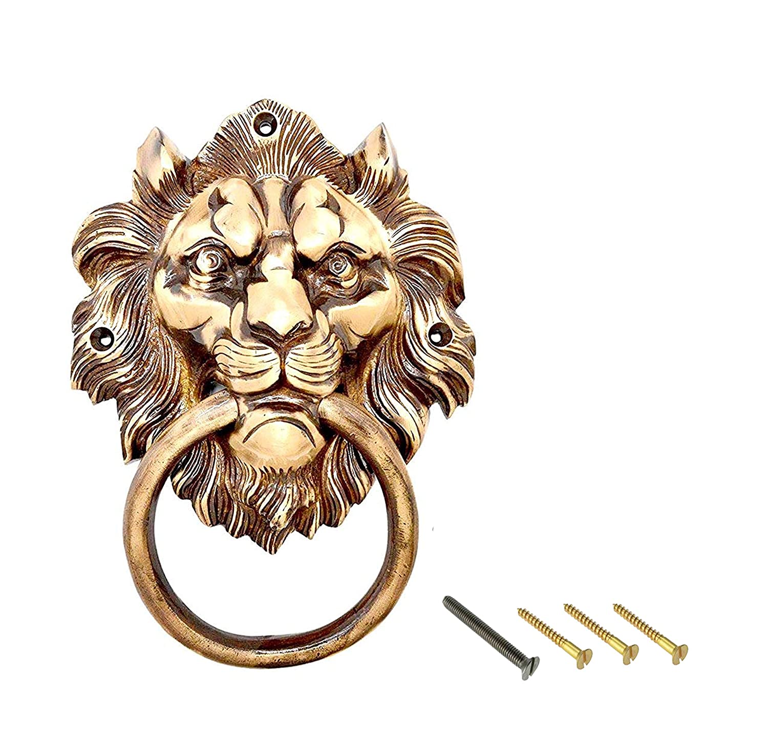eSplanade 7.5" Brass Lion Mouth Metal Door Knocker Home Decor Door  Decor Brass Door Knocker StonKraft