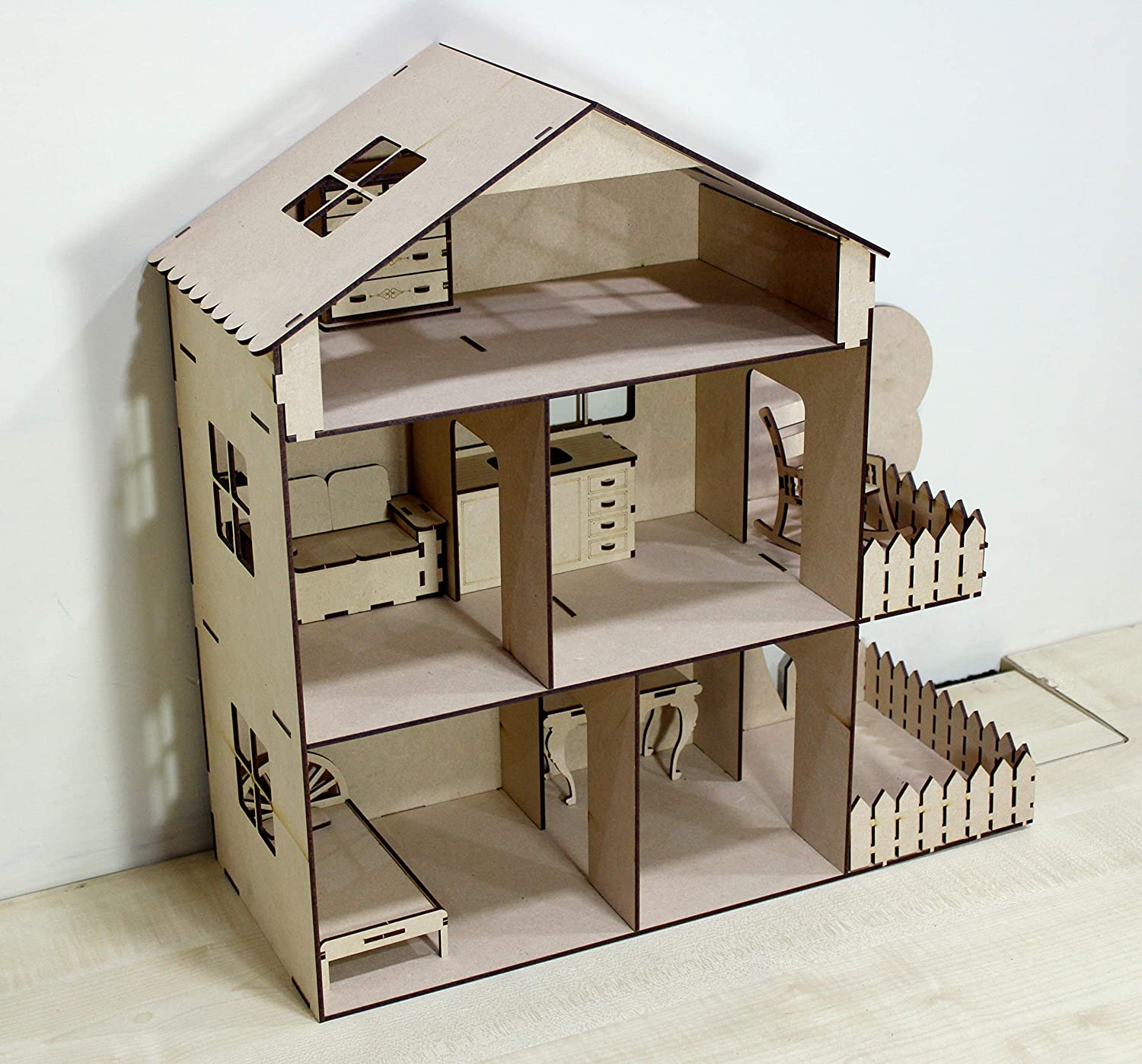 StonKraft Wooden 3D Puzzle Doll House - Home Decor