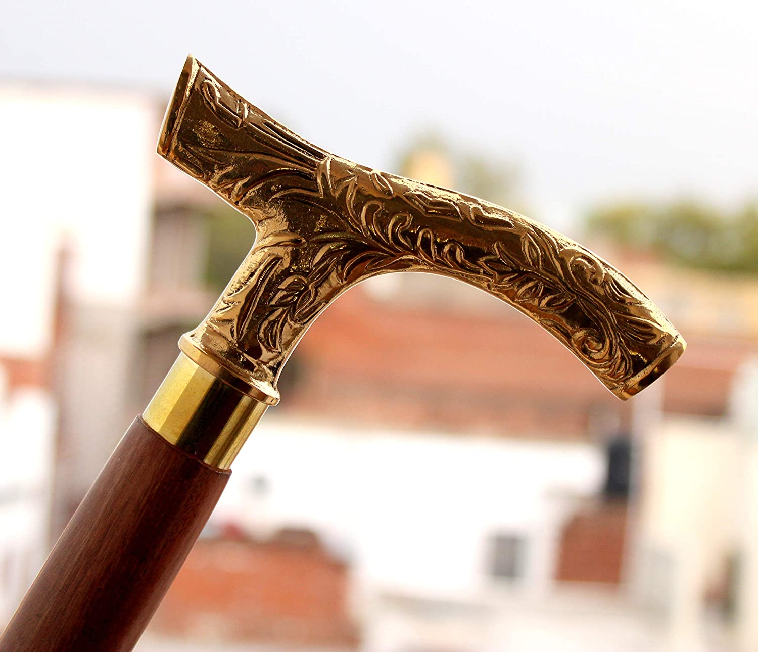 eSplanade Brass Walking Stick Handle for Men and Women Mountable
