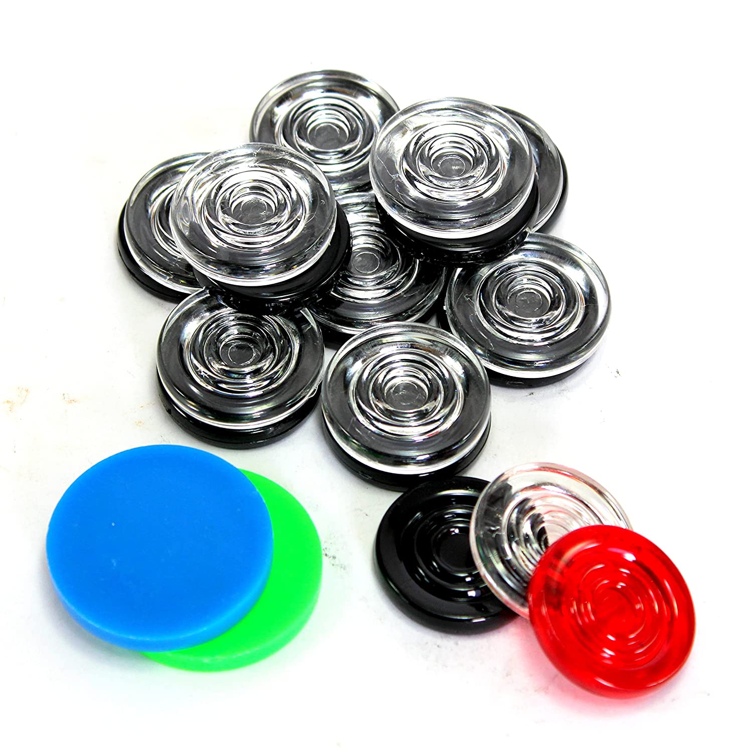 EYN Store High Class Transparent Plastic Carrom Coins Pack of 20 with striker 