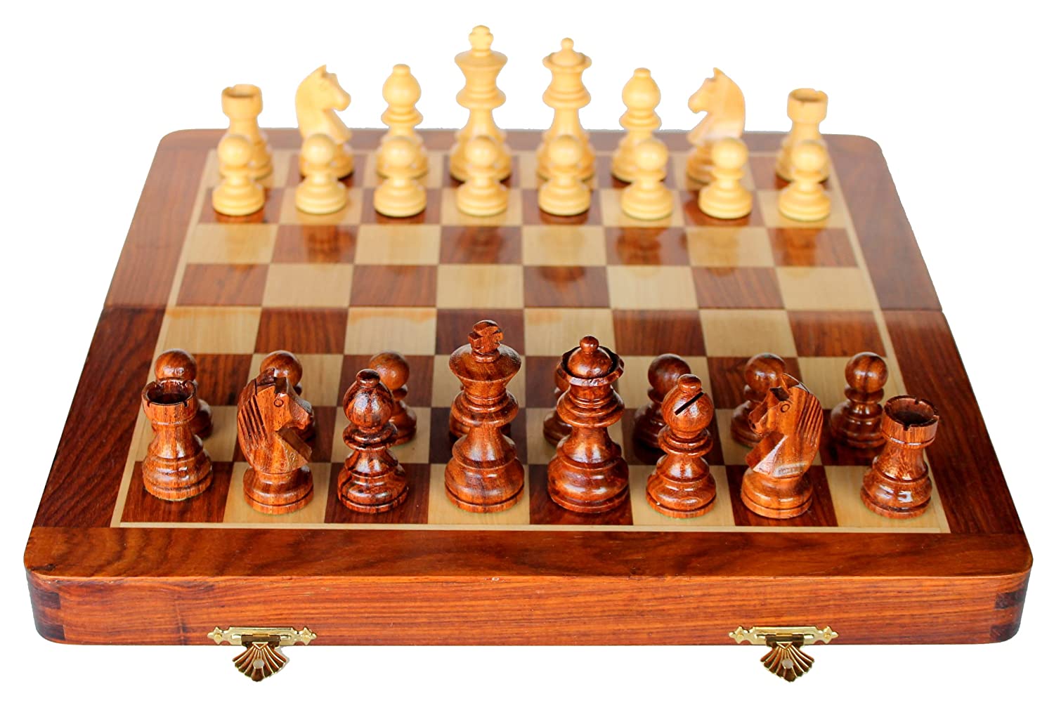 StonKraft Wooden Chess Game Board Set with Magnetic Wood Pieces, 12 X 12  Inch