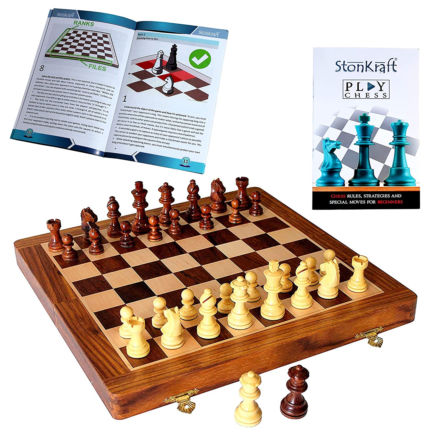 Chess Wooden Standard International Game Board Magnetic Crafted Pieces 12X12 