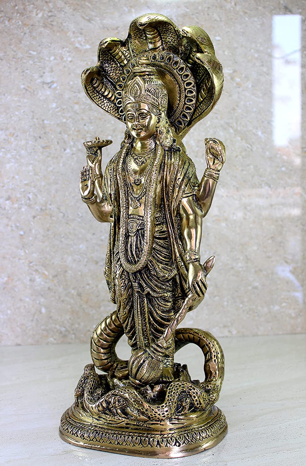 eSplanade Resina Lord Vishnu Narayana Estatua Moorti Murti Idol Pooja Ídolos Decoración del Hogar 12.5 pulgadas 