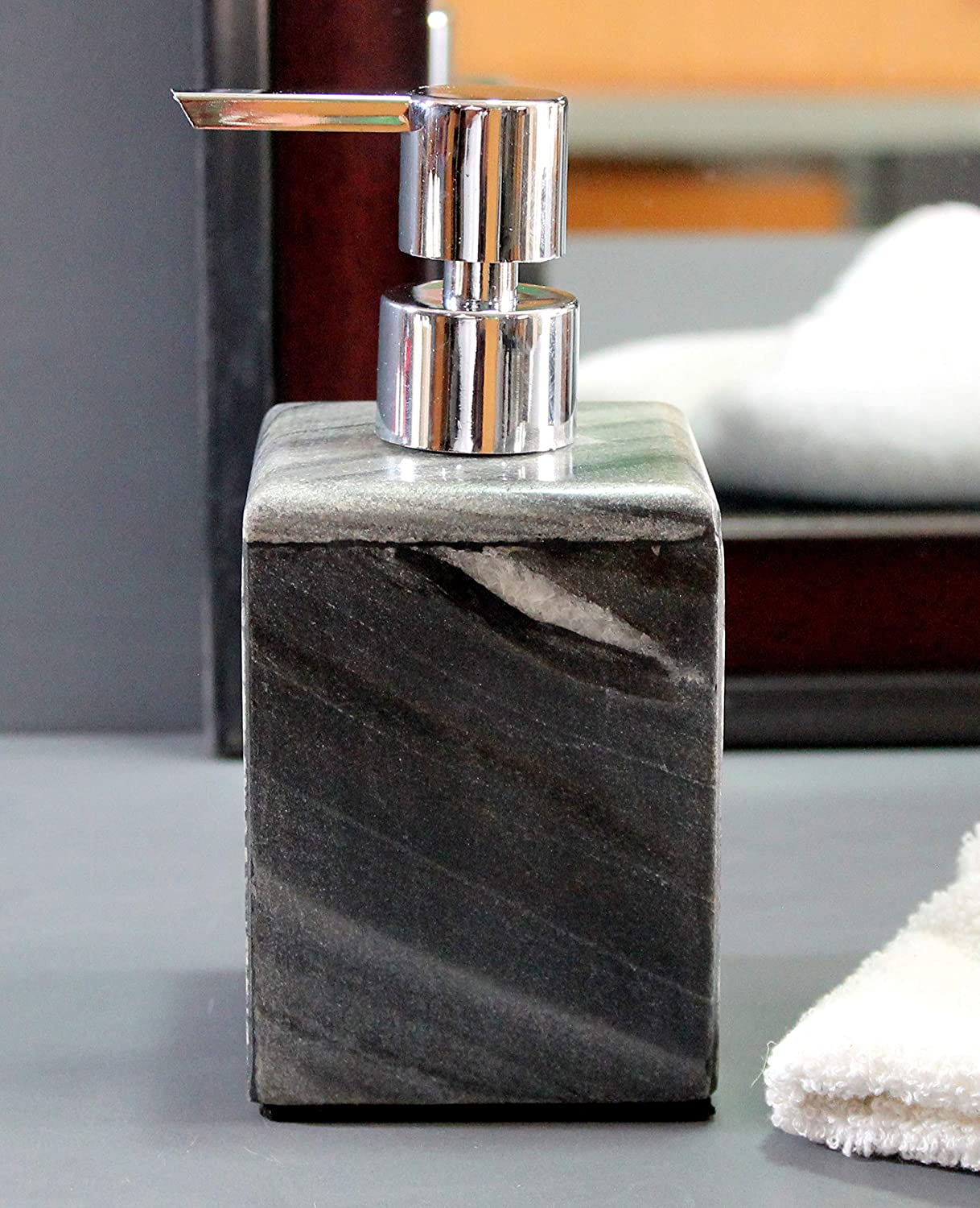 KLEO Soap Lotion Dispenser Made Of Genuine Indian Marble Luxury   KLEO SoapLotion Dispenser Made Of Genuine Indian Marble In BlackGrey Color Luxury Bathroom Accessories Bath Set B07RMJ2P7P 