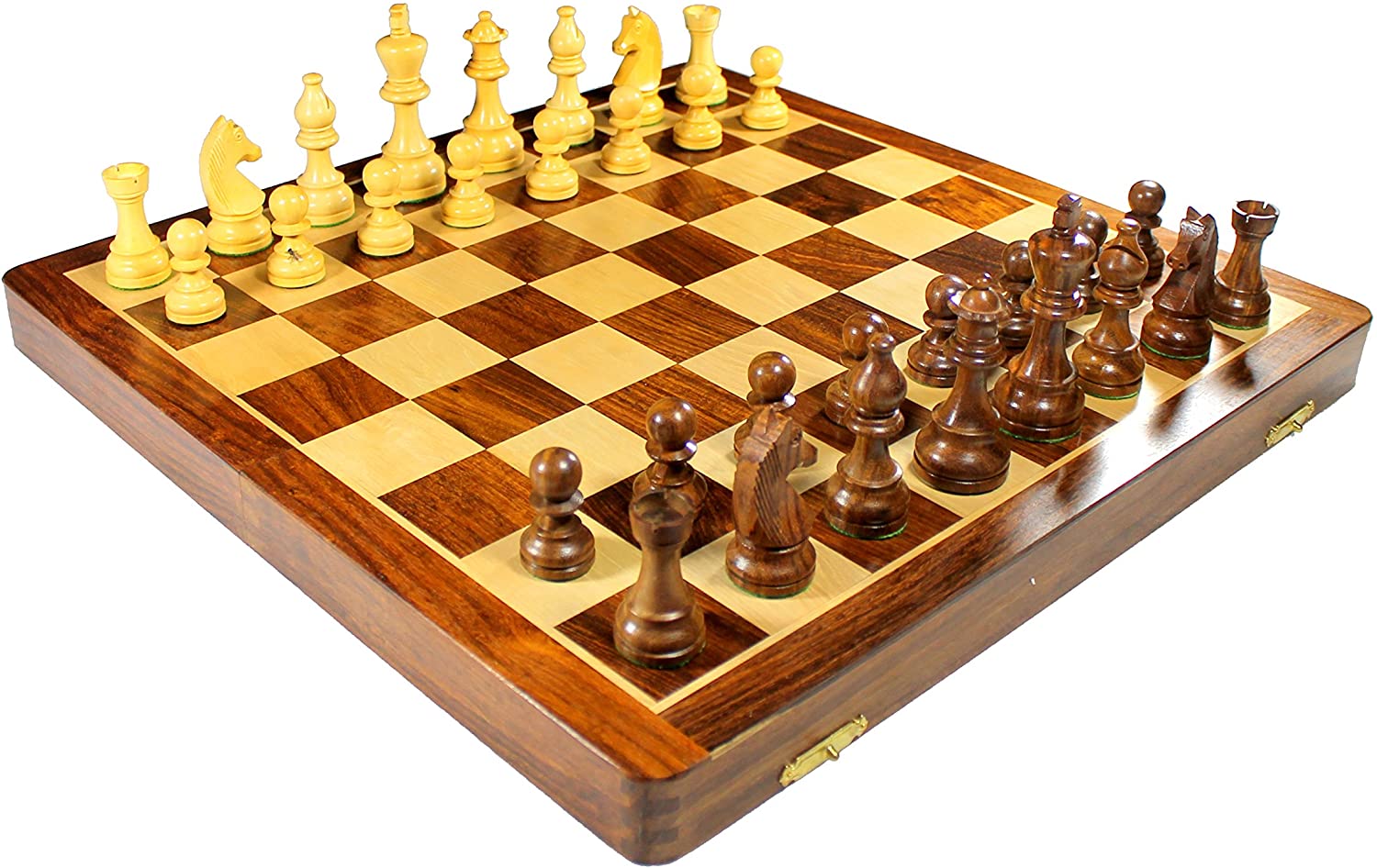 StonKraft - 12 x 12 Stone Inlaid Chess Game Board with Wooden