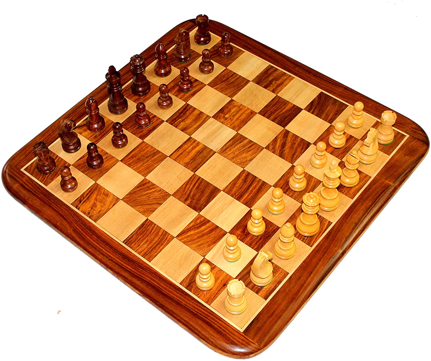 StonKraft - 12 x 12 Stone Inlaid Chess Game Board with Wooden