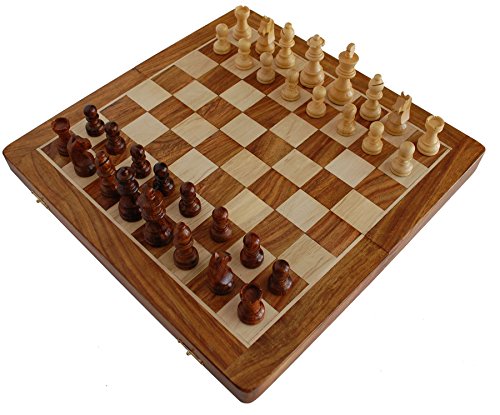 StonKraft Wooden Chess Game Board Set with Magnetic Wood Pieces, 12 X 12  Inch