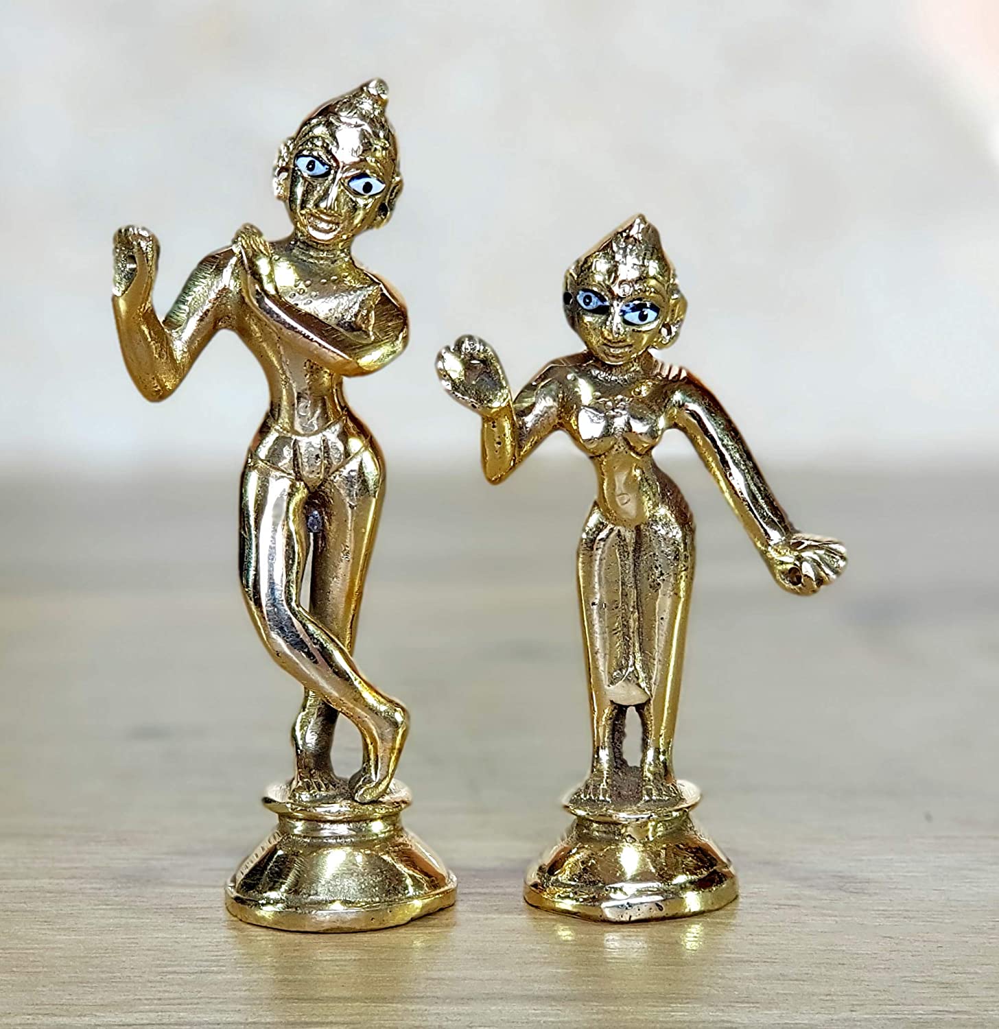 Esplanade Brass Radha Krishna Small Size Pair Of Brass Radha Kishan Krishna Murti Idol