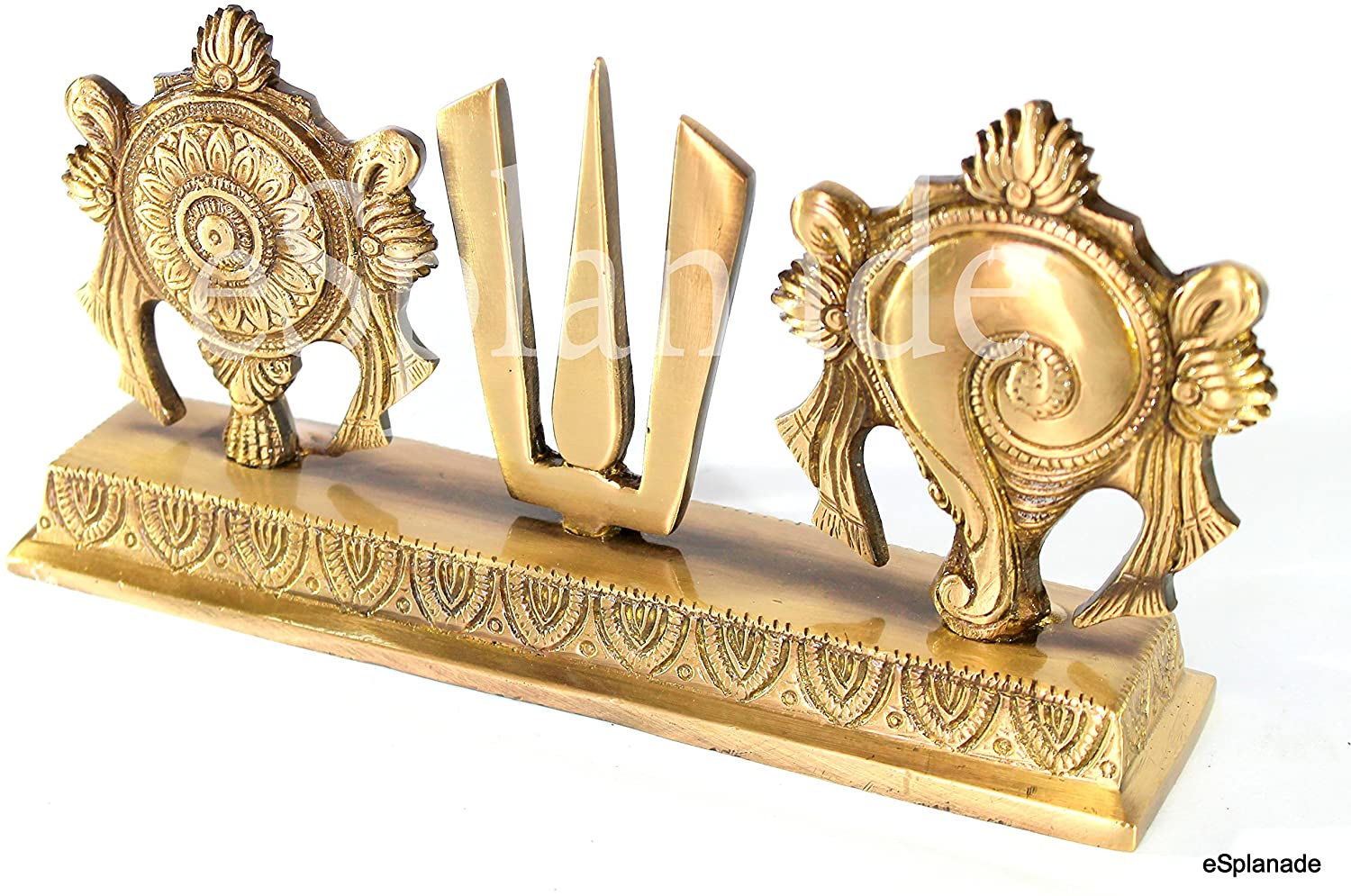 Brass Shankh Chakra Namah Showpiece | Shankha Chakra Tilak | Shankha Gada  Padma | Padmanabha Swami