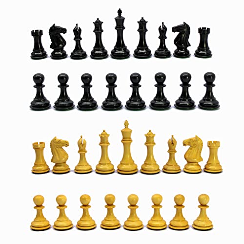 StonKraft Staunton Style Wooden Chess Pieces Chessmen Chess Coins (4" King with Extra Queens)