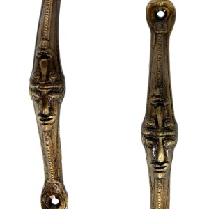 eSplanade - Brass Tribal Faces Door Handle Pair (2 Pcs) | Home Decor | Door Decor - 6.5" Inches