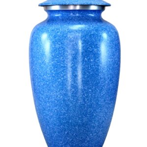 eSplanade Metal Cremation Urn Memorial Jar Pot Container | Full Size Printed Urn for Funeral Ashes Burial | Metal Urns | Blue - 10" Inches