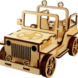 StonKraft Wooden 3D Puzzle Military Jeep - Desk Organizer, Pen Stand, Card Holder - Easy to Assemble