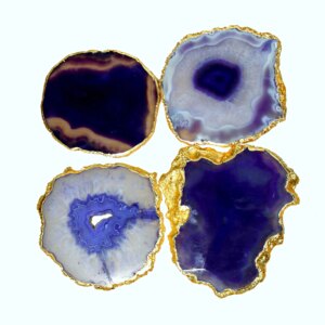 eSplanade Natural Agate Coasters Bar Beer Coffee Tea Coaster - Set of 4 Coasters - Perfect Table Accessories Tableware (Blue)