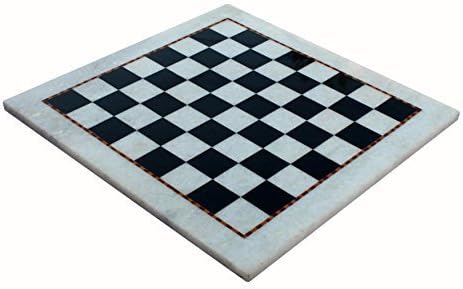 StonKraft Collectible White Natural Stone & Black Marble Chess Board without Pieces Pawns - Decorative Stone Chess - Home Decor - 15" Inches
