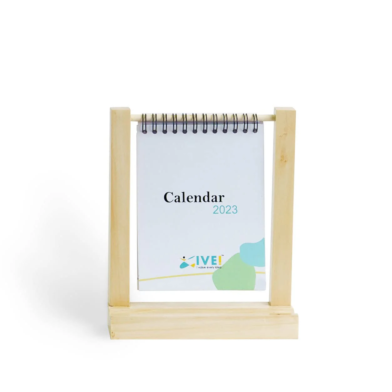 IVEI Standing Paper Calendar bound in a Wooden Frame | Vertical Flip Calendar for Desk Decoration | Small Greenery Desktop Calendar for Easy and Effective Organizing | Portable Monthly Calendar