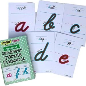 MFM Toys Sandpaper Tactile English Letters Flashcards (Cursive (Lowercase)) Montessori Lower Case Cursive Sandpaper Letters