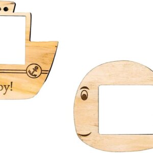 IVEI Ship and Whale Shaped Wooden Photo Magnet - Set of 2 Wood Magnets for Fridge - Magnet Board for Kids - Fridge Magnets