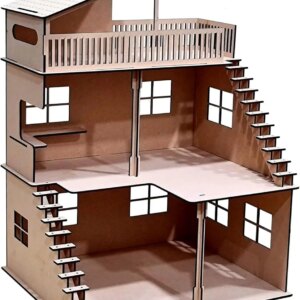 StonKraft Wooden Doll House Dollhouse - Home Decor, Construction Toy, Modeling Kit, School Project - Easy to Assemble 3D Puzzle