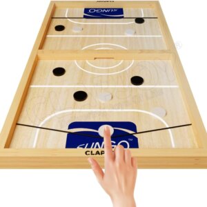 Clapjoy Slingo 2 in 1 Fastest Finger First Board Games for Adults & Kids Wooden String Hockey Game Sling Puck Board Hockey Toy Perfect for Family