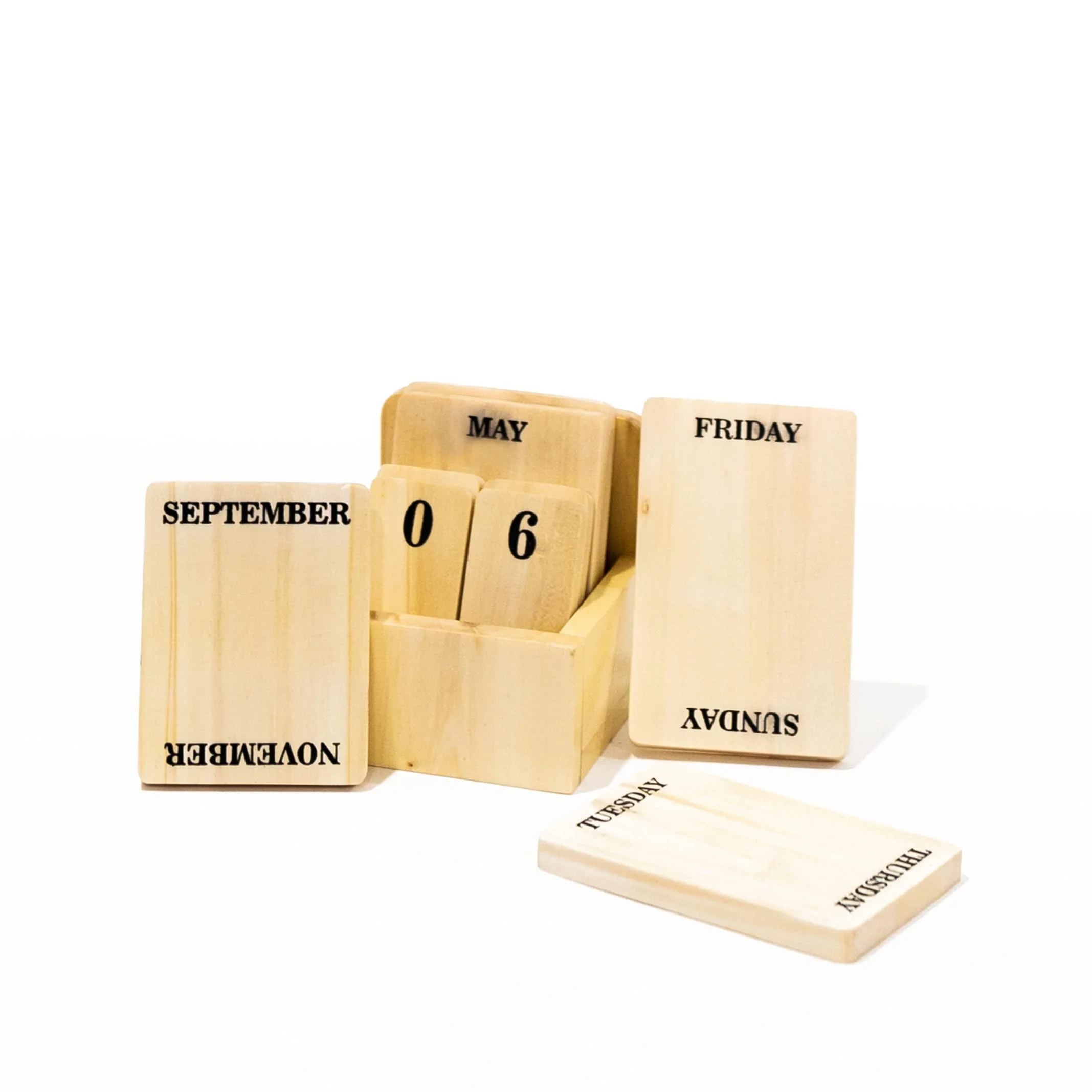 IVEI Wooden Perpetual Desk Calendar - Wooden Perpetual Calendar Set for Desk Decor, Study Room- Endless Calendar for Office, School, Home - Sustainable Calendar (Black (Print))