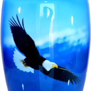 eSplanade Metal Cremation Urn Memorial Jar Pot Container | Full Size Urn for Funeral Ashes Burial | Falcon Printed Urn | Blue - 10" Inches