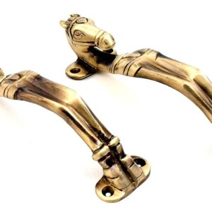 eSplanade Brass Door Handle Pair (2 pcs) | Home Decor | Door Decor | Pair of Brass Door Handles (Horse Head)