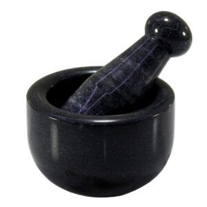 KLEO 3" Diameter Black Natural Stone Mortar and Pestle Set Spice, Medicine Pills Grinder Masher - SMALL SIZE