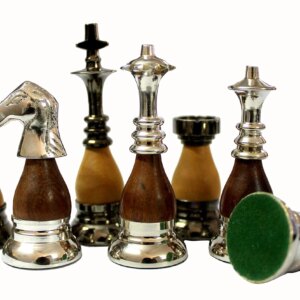 StonKraft Brass Wooden Chess Pieces Pawns Chessmen Figure Figurine Pieces Coins (3.5" King)