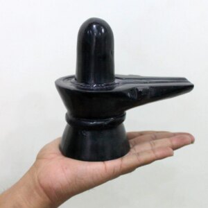 StonKraft Marble Shiva Lingam Shiv Ling Idol Murti Statue Adiyogi (Black Lingam)
