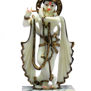 eSplanade Krishna Kishan Murti Idol Statue Sculpture | Home Decor | Resin - 14.25" Inches - White