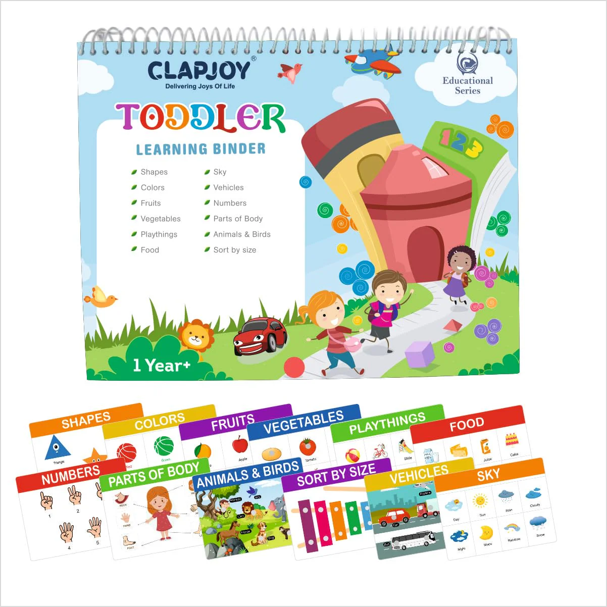 Clapjoy Busy Book Level 1 Preschool book Kids/ children 16 Activities, Learn Numbers, Alphabets, Animals, Colours, Fruits, Vegetable & many more activities, 16 in 1 busy book age up to 3 years 160+