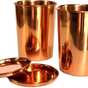 Esplanade Copper Glasses | Moscow Mule Shot | Seamless Copper Glass | Leak Proof, Travel Friendly with Ayurvedic Health Benefits (Glasses Set of 2)