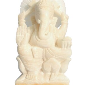 StonKraft 7" White Indian Marble Stone Pooja Puja Ganesh Ganesha Ganpati Ganapati Murti Idol