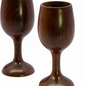 KLEO Wooden Wine Glass Goblet Champagne Flutes Coupes Glasses - Set of 2-250 ml - Wood - 6.9" Inches Height - Brown