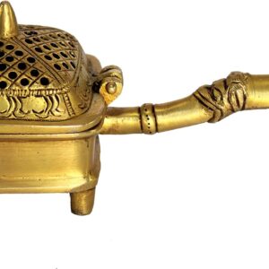 ESPLANADE Brass Incense Burner Dhoop Dani Stand with Handle- 15 Cms(Square)