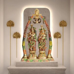 eSplanade Brass Radha Krishna Idol Statue Sculpture with Arch (Very Big 46" Inches Height) | Home Decor | Pooja Idols | Interior Decoration - Multicolor