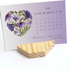 IVEI Wooden Calendar with Hexagon Shaped Pen Stand ‚ Desk Organizer - Hand Painted Paper Calendar with Pen-Stand - Minimal Planner Desk Calendar for Office & Home - Budget Friendly Unique Gift