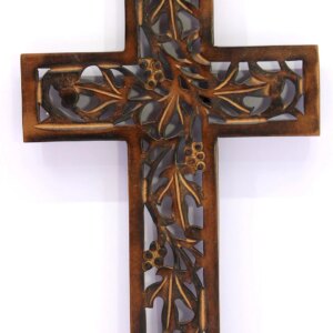 eSplanade StonKraft Jesus Christ Cross Catholic Wooden Crucifix for Wall, Church Chapel | Home Decor | Wood - 12.25" Inches - Brown