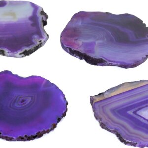 eSplanade Natural Agate Coasters Bar Beer Coffee Tea Coaster - Set of 4 Coasters - Perfect Table Accessories Tableware (Purple p)