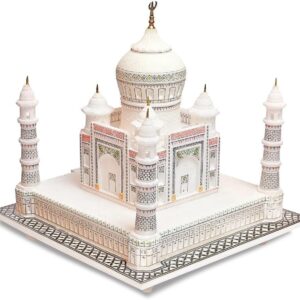 Artist Haat Handmade Taj Mahal Decor with Colourful Painting (White with Colourful Painting, 12" Inch.)