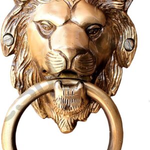 eSplanade - 6.75" Inches Brass Lion Face Door Knocker - Door Decor | Home Decor