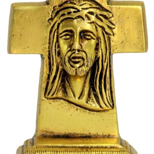 eSplanade Brass Jesus Christ Cross - 4.25 inches | Spiritual Idols | Religious Statues | Holy Statue of Jesus